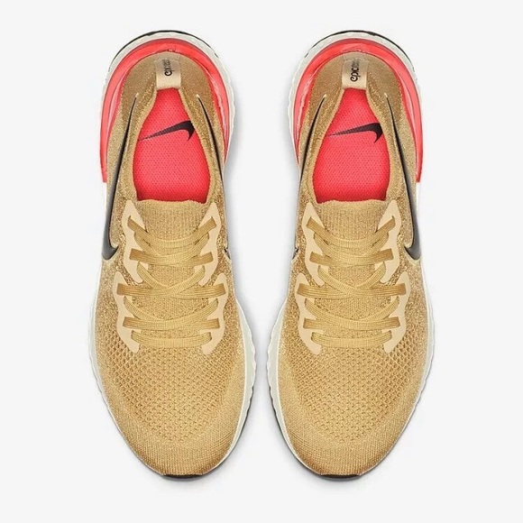 Nike Epic React Flyknit2 Club Gold Black Red Orbit - Picture 3 of 5